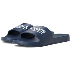 Resim Jack & Jones Erkek Marka Logolu Rahat Tabanlı Şık Görünüşlü Günlük Ve Plaj Kullanımına Lacivert Terlik 12236477 