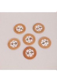 Resim Yusufçuk 6'lı Doğal Rattan Ve El Yapımı Seramikli Bardak Altlığı Diğer 