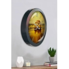 Resim Bahat Salon Ofis Duvar Saati Gri Metal Çerçeve 36 cm 