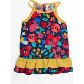Resim Denokids Çiçekli Kız Bebek Poplin Pamuklu Yazlık Elbise 