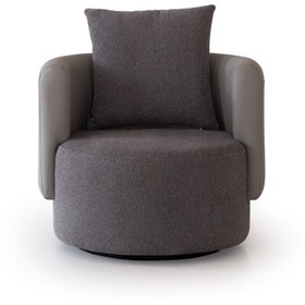 Resim BOZKOÇ Trento Yuvarlak 360° Döner Berjer Keten Nubuk Tekli Koltuk 