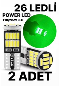 Resim T10 Led 26 Ledli W5w Canbus Metal Ultra Power Yeşil Park Plaka Tavan Ampulü 