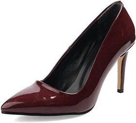 Resim Mio Gusto Basic Bordo Rugan Kadın Stiletto Topuklu Ayakkabı 