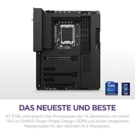 Resim Nzxt N7 Z790 Anakart - N7-Z79XT-W1 - Intel Z790 Yonga Seti (12., 13., 14. Nesil Cpu'ları Destekler) - Atx Oyun Anakartı - Entegre G/ç Kalkanı - Wifi 6e - Bluetooth - Siyah 