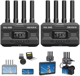 Resim Accsoon CineView HE kablosuz video ve görüntü aktarım sistemi, giriş ve HDMI/UVC çıkışı, çift transfer 2, 4 GHz / 5 350 m'ye kadar, iOS Android Tik-Tok YouTube Live Streaming için (1 x R 1 x T) 