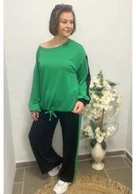 Resim Mia Butik Büyük Beden Çimen Yeşili Mehita Eşortman Takım Çimen Yeşili 