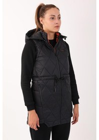 Resim Maraton Sportswear Regular Kadın Kapşonlu Kolsuz Basic Siyah Yelek 20371-siyah Siyah 