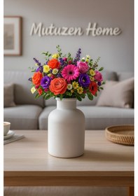 Resim Şık Ve Modern Tasarımlı Vazo Antik Beyaz 