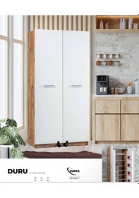 Resim Duru Kiler Dolabı Beyaz - Ceviz 