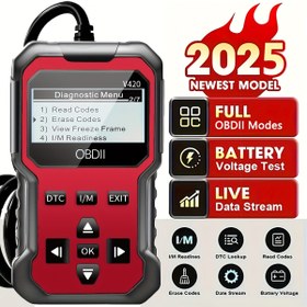 Resim V420 OBD2 Tarayıcı - 2025 Yeni Model, Canlı Veri Akışı, Batarya Voltaj Test Cihazı, Motor Işareti Kontrolü ve Kod Okuyucu | 1996+ Araçlar için DTC Arama, I/M Hazırlık, Donmuş Kurgu, Uyumlu, Kullanıcı Dostu Arayüz, Dayanıklı Plastik Kasa 