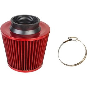 Resim Mufunye 3'' 7.6cm Giriş Soğuk Hava Giriş Konisi Yedek Performans Evrensel Yıkanabilir Kelepçeli Kuru Hava Filtresi, Kırmızı 