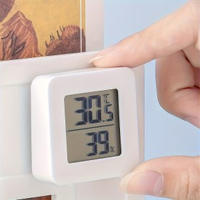Resim 1/2 adet Mini Dijital Termometre Higrometre Sıcaklık Anahtarlı - Yüksek Doğruluk 0.01°/0.1% Ekran, İç/Dış Mekan Kullanımı için Pil İşletimli (Düğme Hücre), Kompakt Beyaz Plastik Tasarım, Fiş Gerekmez, İç Mekan İklim Kontrolü, Taşınabilir Cihaz, Güvenilir Ölçüm, Hava Durumu Monitörü, Hava Meraklıları 