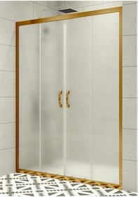 Resim Durul Duşakabin Ön Cephe Altın 5mm Buzlu Yükseklik 190 Cm 