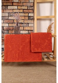 Resim Mira Home 2 Parça Jakarlı Banyo Havlu Takımı Doku Desen Kiremit Çok Renkli 