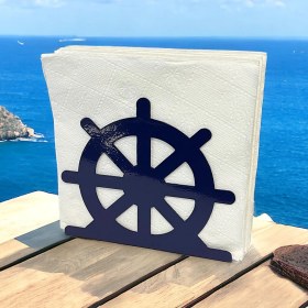 Resim Decorelax Dümen Temalı Mavi Metal Peçetelik 