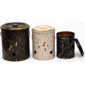 Resim Evle ERB29U4 Patates-Soğan-Sarımsak Saklama Kabı 3 Lü Set, Terrazzo 