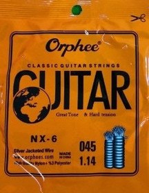 Resim Orphee NX-6 Klasik Gitar Mi (E) Teli - 6. Tel (Aksesuar - Yedek Tek Tel) | Gümüş Kaplama Bakır Sargı, Yüksek Karbonlu Çelik Çekirdek, Derin ve Güçlü Bas Karakteri | Uyum: Tüm Standart Klasik Gitarlar 