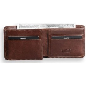 Resim Guard Leather Guard Antik Kahverengi Spor Özel Dikiş Desenli Deri Erkek Cüzdanı Çok Renkli 
