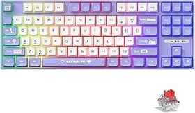 Resim Coverzone AJAZZ AK870 MC Kablolu Mekanik Oyun Klavyesi Mor Klavye Red Switch 