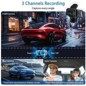 Resim Createtech 3camera Wifi Dash Cam Araba Kamerası 1080p Video Kaydedici Araba Dvr Ön Arka X01-no Güvenli Kaydetme 2cam None 