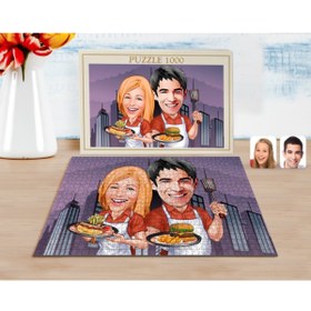 Resim Bk Gift Kişiye Özel Sevgililer Karikatürlü 1000 Parça Profesyonel Puzzle-57 