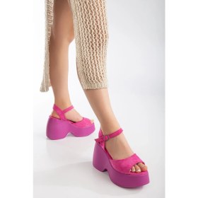 Resim Suins Shoes Suins Biana Kadın Dolgu Taban Dana Süet Sandalet 