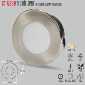 Resim Cata Cob Ledli Mobil Spot 1W (Günışığı) Cata CT-5209 