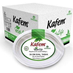 Resim Kafem Ekolojik Karton Oval Tabak 26 CM 25 Li x 40 Paket (Koli) 