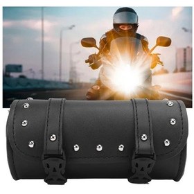 Resim Dashanshop Keenso Motosiklet Alet Çantası Siyah 2 Kayışlı Su Geçirmez Pu Deri Çatal Çantası Siyah 