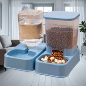 Resim Pet Food Keeper + Su Çeşmesi Pari | Dört Mevsim Evrensel Köpek Besleyici | 2 Hafta Kapasiteli | Hava Geçirmez Kapaklar | Tekli Evciller İçin İdeal | Elektrikli Olmayan Otomatik İçme Makinesi | Pil Olmadan Dayanıklı Plastik İnşaat 