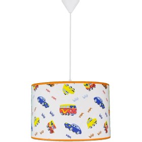 Resim Şenay Aydınlatma Çocuk Odası Silindir Kumaş Sarkıt-Beyaz Araba 