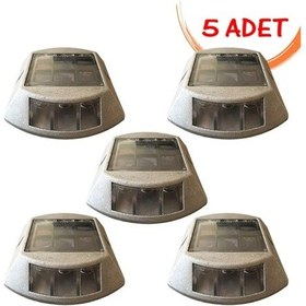 Resim Güneş Enerjili Yollar Trafik Buton Yol Butonu Solar Ledli Yol Butonu Sarı 5 Adet 