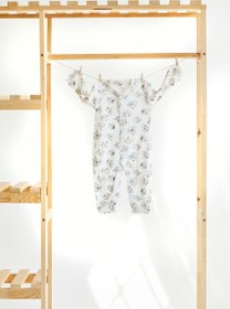 Resim Çiçek Desenli Bambu Kız Tulum - Ekru / 2-3 Yaş 