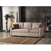 Resim Meşe Home Plus Kılıflı Torba Yaylı Keten Kumaş Fonksiyonel Üçlü Kanepe Koltuk Açık Kahve 