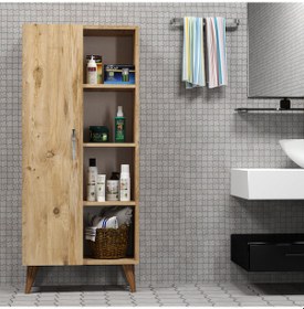 Resim Star Tek Kapılı 4Raflı Çok Amaçlı Dolap Çam- BDL0202 
