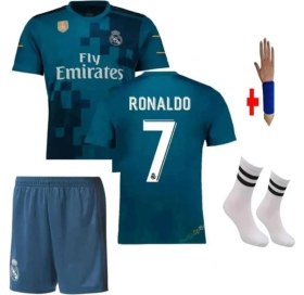 Resim M.a.d.r.i.d 2018 Cristiano Ronaldo Röveşata Çocuk Forması 4'lü Set Turkuaz 