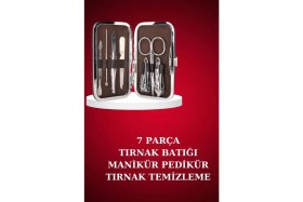 Resim MiraLive Manikür Pedikür Seti 7 Parça Tırnak Makası Kaş Makası Cımbız Çantalı 
