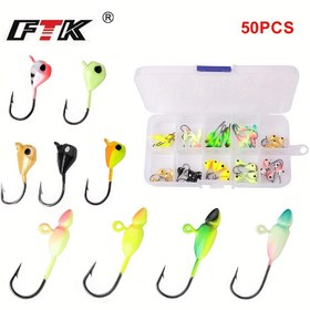 Resim 50 adet FTK Buz Balıkçılığı Jigleri - Canlı Karışık Renkler, Crappie ve Daha Fazlası için Keskin Kanca ile Dayanıklı Paslanmaz Çelik Yemler, Kullanışlı Saklama Kutusu Dahil - Balıkçılar için İdeal Noel Hediyesi, Balıkçılık Kanca 