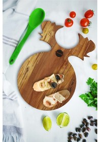 Resim Kesme Tahtası Gürgen Ahşap Özel Geyik Boynuzlu Yuvarlak Kesme Ve Servis Tahtası Ahşap 