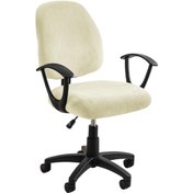 Resim Bej Kadife Gerilebilir Masa Ofis Koltuğu Koltuk Koruyucuları Köpekler Kediler Evcil Hayvanlar Evrensel Streç Bilgisayar Sandalye Slipcover Kapakları 