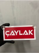 Resim Kırmızı Renk Üzeri Beyaz Renk Çaylak Yazılı Vantuzlu Cam Süsü 