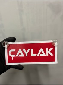 Resim Kırmızı Renk Üzeri Beyaz Renk Çaylak Yazılı Vantuzlu Cam Süsü 