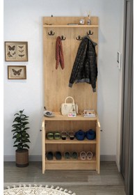 Resim 2 Kapaklı Portmanto Elbise Askılığı Vestiyer Ayakkabılık Askılık Güneş Safir Meşe Safirmeşe 