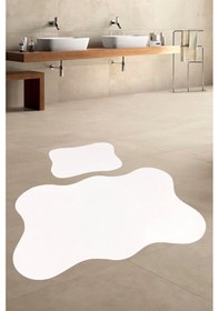 Resim Anatolia 2'li Krem 80x140 + 50x70 Cm Büyük Ebat Banyo Paspası Seti Kaymaz Tabanlı Klozet Takımı Krem 