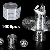 Resim 1600 Adet Kendinden Yapışkanlı Ayna Mozaik Karolar, 5x5mm Kare Akrilik Yansıtıcı Paneller DIY Disko Topları, Sanat Projeleri, Vazolar, Çerçeveler, İç & Dış Dekor için - Parıldayan Geometrik Tasarım, Çok Yüzeyli Kurulum, El Sanatları için Mozaik Karolar 