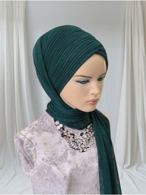 Resim Tunahazırturban Zümrüt Sevda Şal Model Hazır Duvak Hazır Şal Hazır Türban Yeşil 