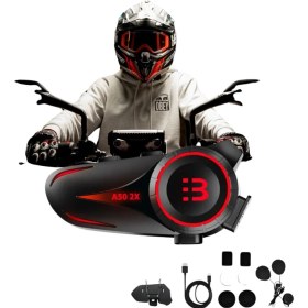 Resim vooka 2 Intercom Bağlantılı Su Geçirmez Motosiklet Kask Bluetooth 5.3 300M Intercoom 1.000MAH A50 