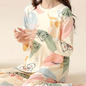 Resim Sonbahar ve Kış Uzun Kollu Kadın Ev Giyimi Pantolonlu Pijama Takımı 