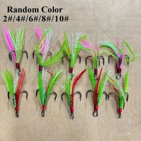 Resim 10 Rastgele Renkli Balıkçılık Treble Crogları, Beş Farklı Boyutta Mevcuttur: 2#, 4#, 6#, 8#, 10#, Zımbalı Jig Başlıkları, Yuvarlak Keskin Balıkçılık Crogları ve Balıkçılık Aksesuarları 
