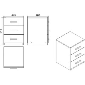 Resim L'occi Concept Diego C Ofis 3 Çekmeceli Keson Etajer Barok-Antrasit Gri 